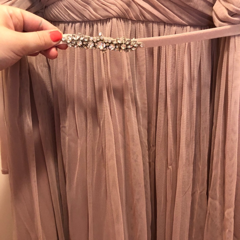 Blush, formal dress with removable belt.